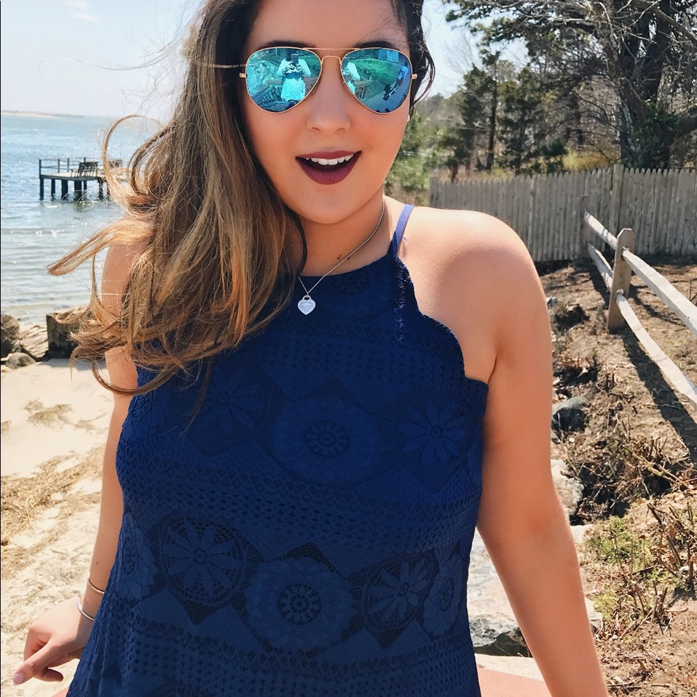 Lace halter shift dress